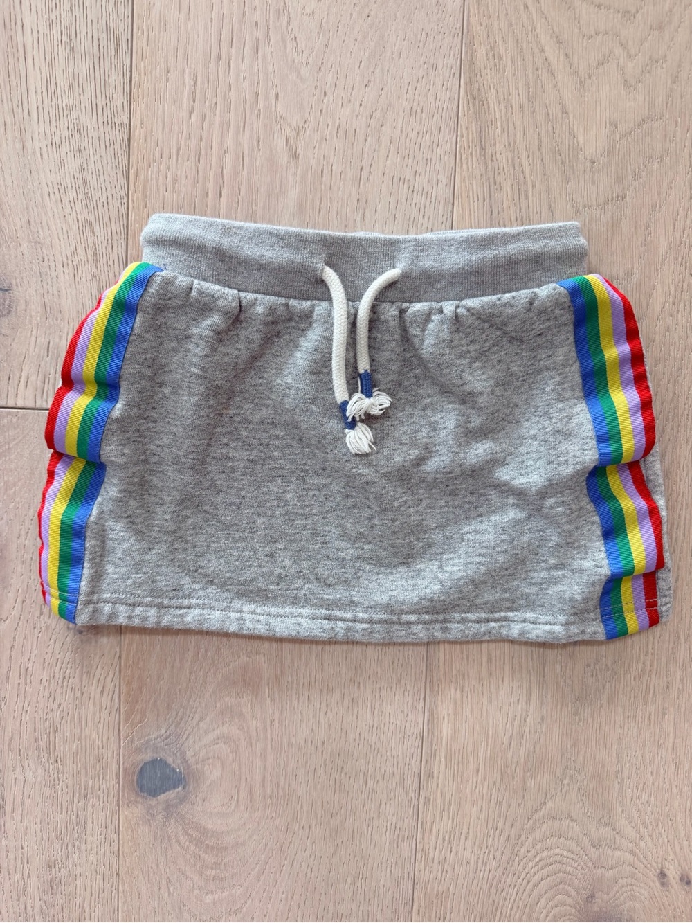 Boden Gray Skirt with Rainbow Side Stripes